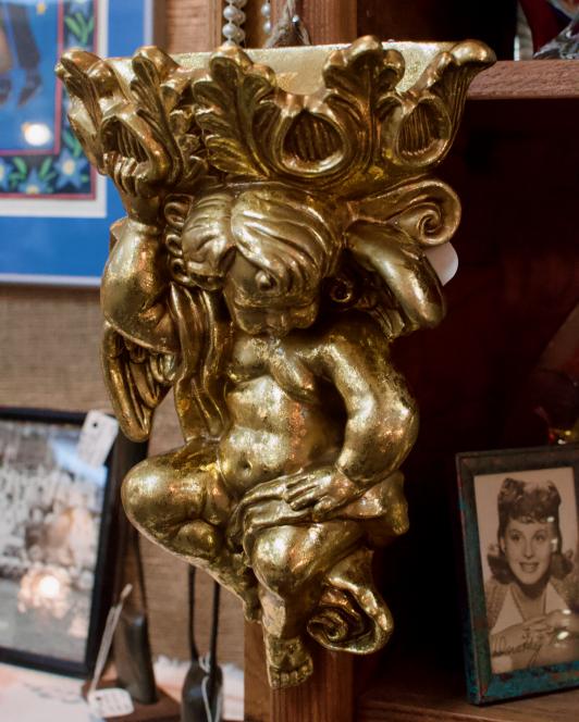 Gold gilt wall pocket cherub