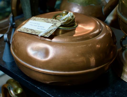 Vintage copper bed warmer