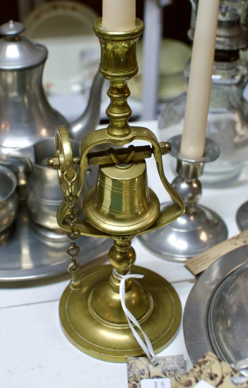 English brass tavern candlestick w/ bell