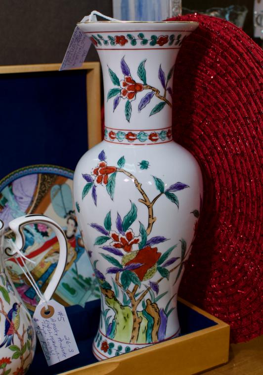 Vintage tall, white Japan (marked) vase