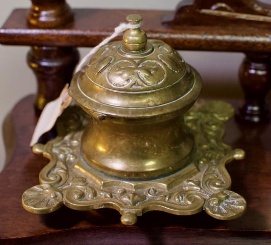Bronze inkwell w/ glass insert 19th C.