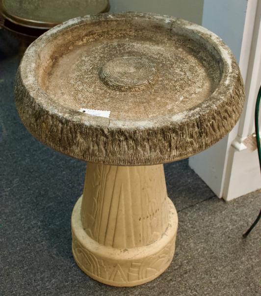 Solid concrete garden bird bath
