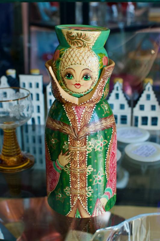 Vintage hand painted Matryoshka doll bottle holder