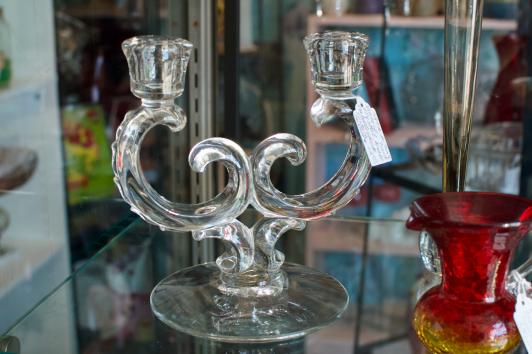 Vintage 7” Crystal double candlestick