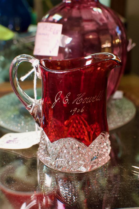 Pressed clear w/ cranberry wash Duncan Miller 1906 pitcher