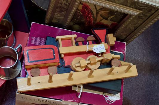 Train coat rack - handmade