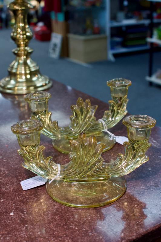 Pair of Fostoria Baroque candle holders