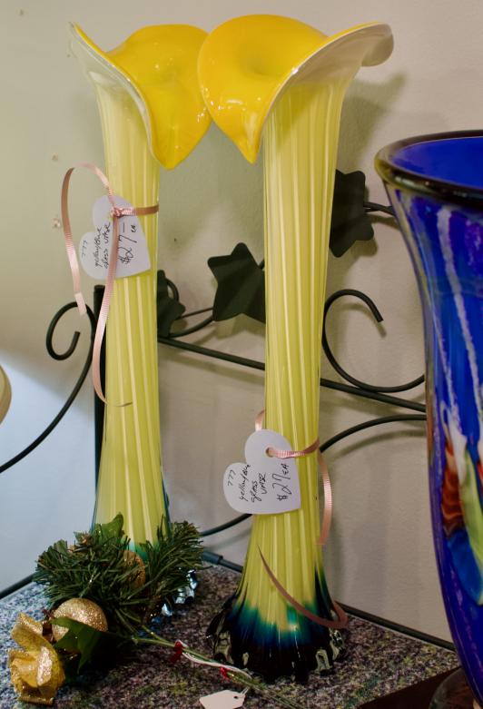 Yellow / blue glass vase