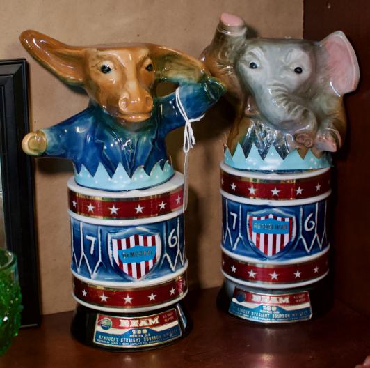 Jim Beam 1976 political bourbon decanters (Dem & Rep)