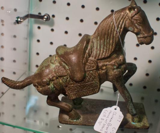 Chinese bronze horse w/ stand