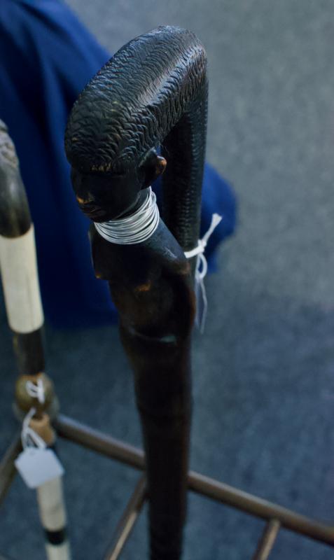 Black cane w/ African figure