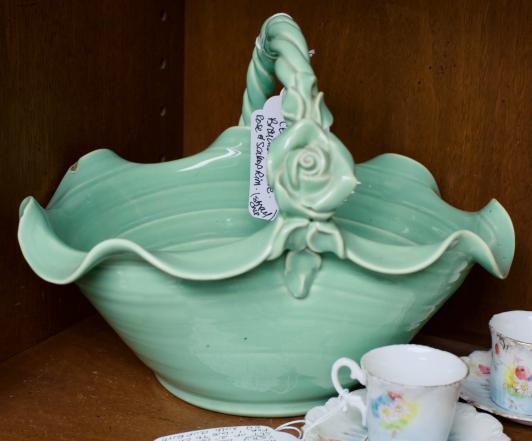 Handcrafted vintage ceramic basket