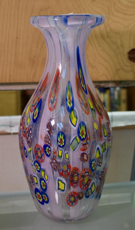 Murano art glass Fuga vase - millefiori