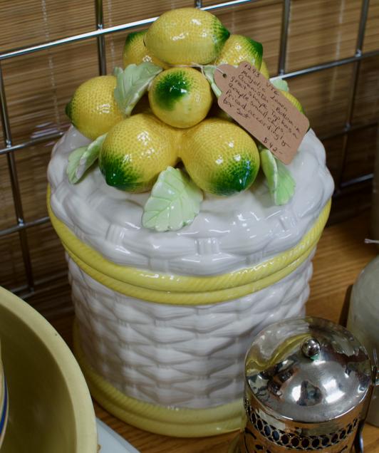 Majolica lemon canister