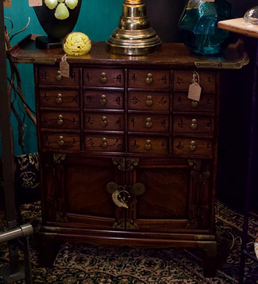 Vintage Korean apothecary cabinet w/ key