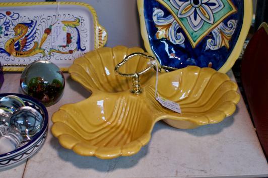Vintage California pottery #41 gold yellow tidbit tray