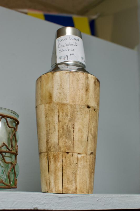 Faux wood cocktail shaker