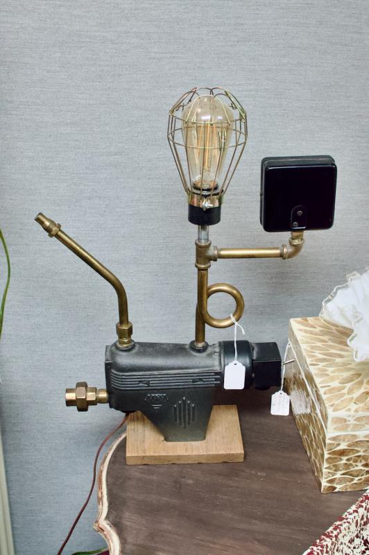 Handcrafted steampunk industrial lamp