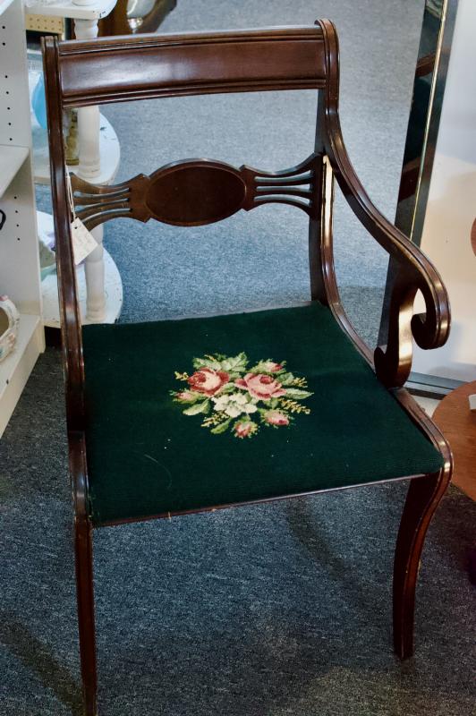 Hickory wood arm chair - cross stitch seat