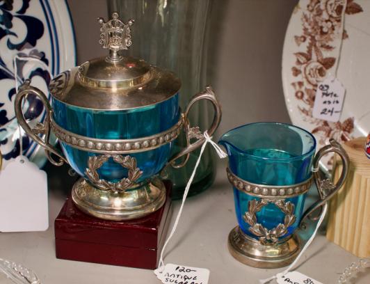 Antique sugar bowl & creamer