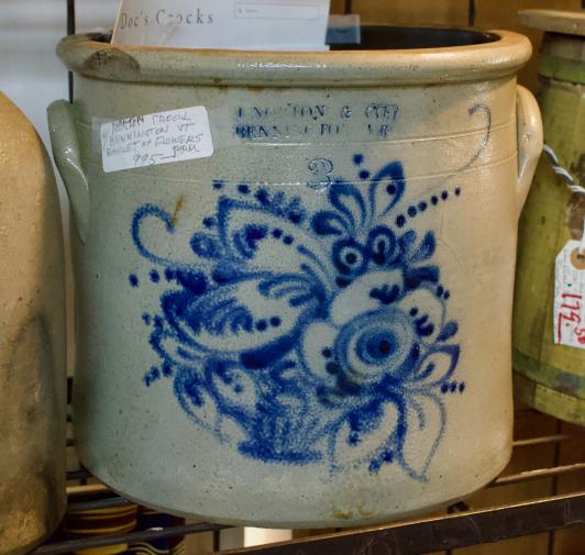 Norton crock - Bennington VT - basket of flowers