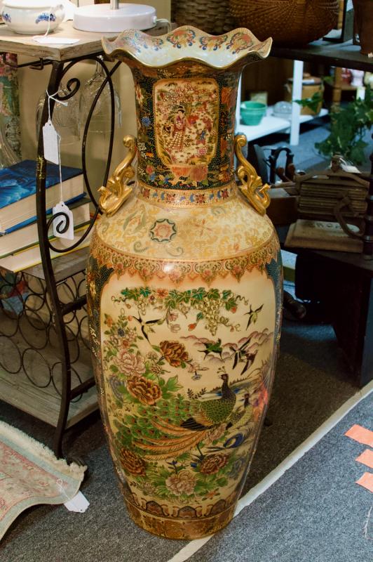 Vintage Royal Satsuma tall floor vase (marked)