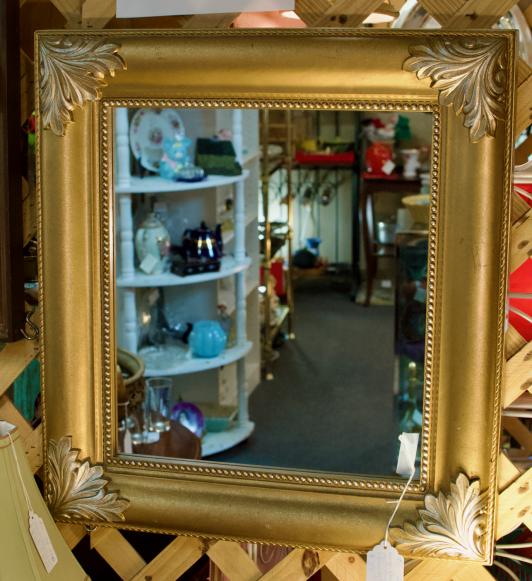 Large oblong gold mirror