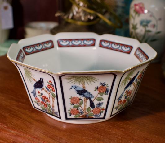 Vintage Mikado (Japan) flared bowl w/ flowers & birds