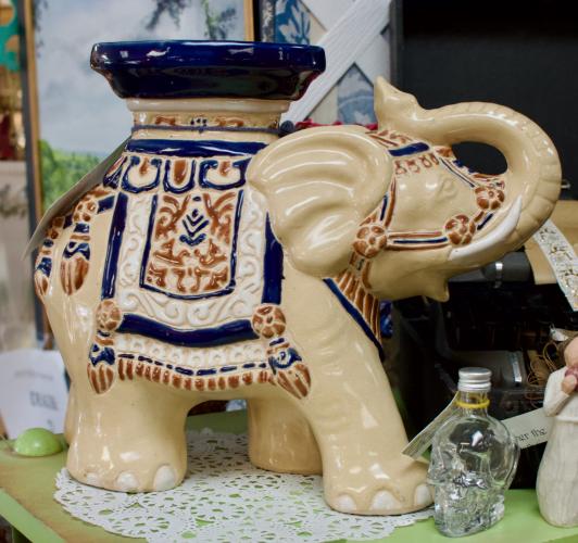 Tan elephant w/ navy, brown trim