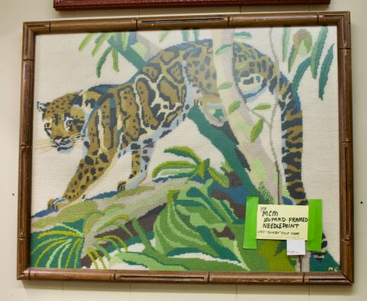 MCM leopard - framed needlepoint