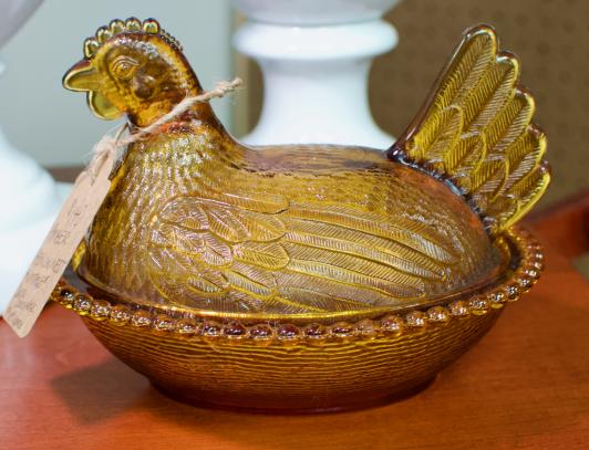 Amber hen on nest - vintage
