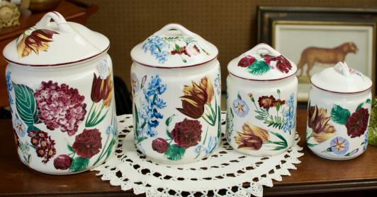 Vintage floral canister set