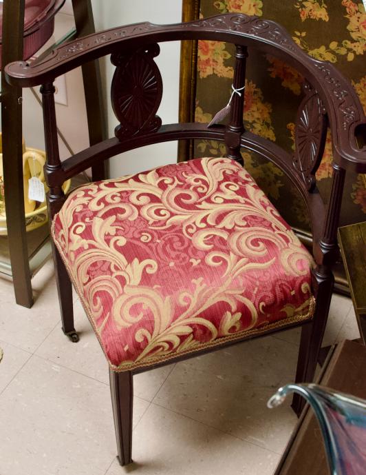 Carved walnut 19th C. corner chair