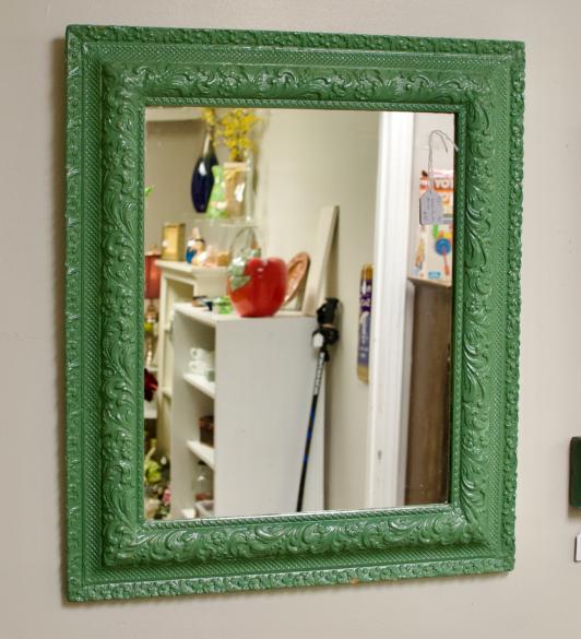 Green painted mirror