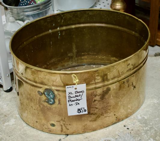 XL brass bucket/planter - as is