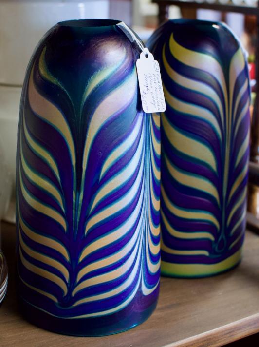 Feather pull art nouveau glass lamp shades