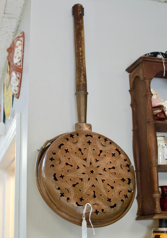 Antique copper bed warmer
