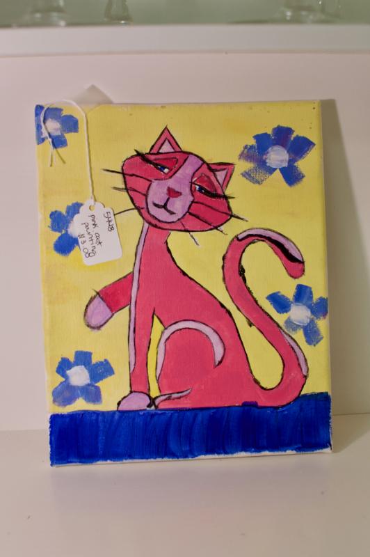 Pink cat painting