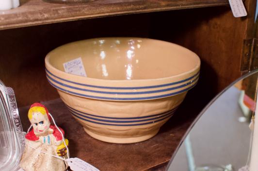 Bowl - yellow & blue stripes - 8 1/4”