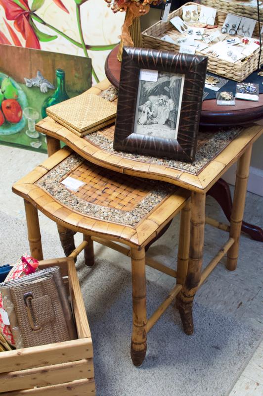 Vintage bamboo nesting table set