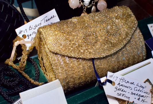Bijoux Terner gold beaded purse