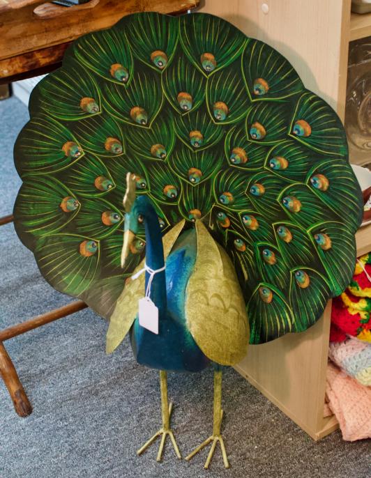 Decorative garden peacock statue
