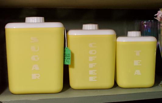1950s-60s Lustroware yellow canister set