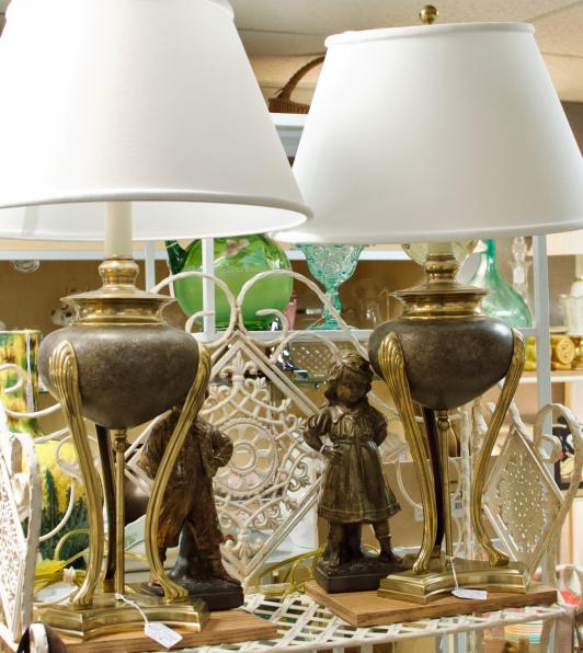 Pair of vintage brass table lamps