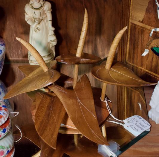 MCM wood lily sculpture