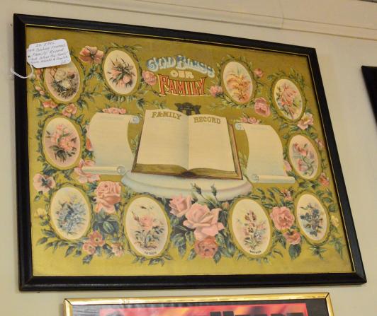 19th Century framed family record