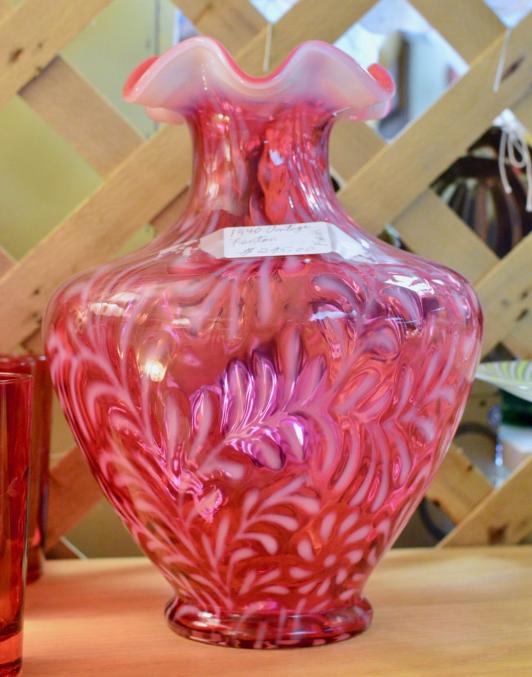 Pink vintage Fenton vase